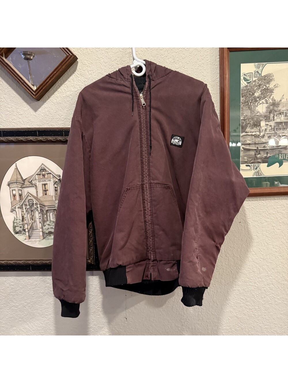 Vintage 90s Polar King Key Mens Quilted Canvas Quilted Hooded Bomber Jacket XL